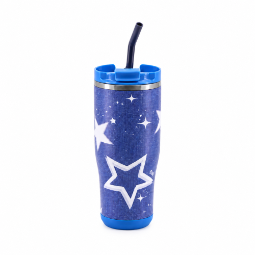 30oz Double-Wall Vacuum Insulated Tumbler with Spill-Resistant 2-in-1 Straw & Sip Lid