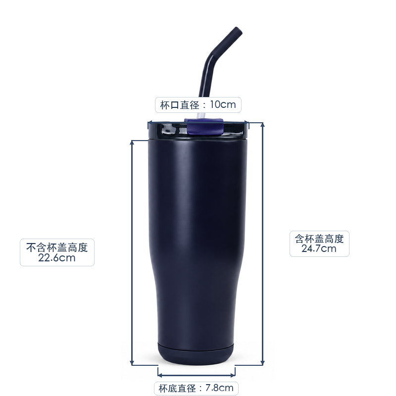 30oz Double-Wall Vacuum Insulated Tumbler with Spill-Resistant 2-in-1 Straw & Sip Lid