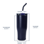 30oz Double-Wall Vacuum Insulated Tumbler with Spill-Resistant 2-in-1 Straw & Sip Lid