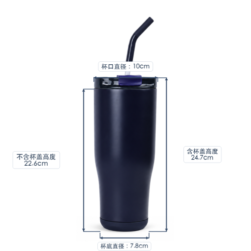 30oz Double-Wall Vacuum Insulated Tumbler with Spill-Resistant 2-in-1 Straw & Sip Lid