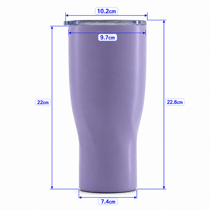 30 oz Double-Wall Vacuum Insulated Tumbler with Curved-Waist Design, Clear Spill-Resistant Sliding Sip Lid & PP Straw