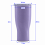 30 oz Double-Wall Vacuum Insulated Tumbler with Curved-Waist Design, Clear Spill-Resistant Sliding Sip Lid & PP Straw