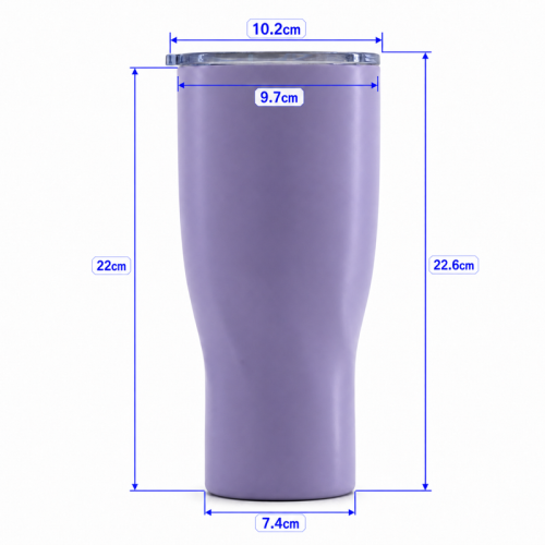 30 oz Double-Wall Vacuum Insulated Tumbler with Curved-Waist Design, Clear Spill-Resistant Sliding Sip Lid & PP Straw