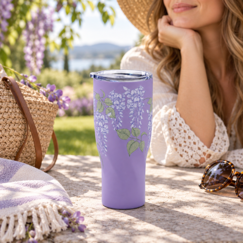 30 oz Double-Wall Vacuum Insulated Tumbler with Curved-Waist Design, Clear Spill-Resistant Sliding Sip Lid & PP Straw