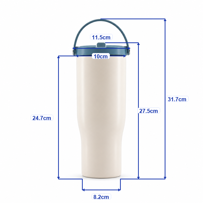 40oz Double-Wall Stainless Steel Vacuum Insulated Tumbler with Leakproof Screw-On Lid, PP Straw Spout and Carry Handle