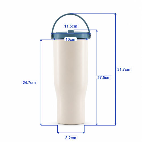 40oz Double-Wall Stainless Steel Vacuum Insulated Tumbler with Leakproof Screw-On Lid, PP Straw Spout and Carry Handle