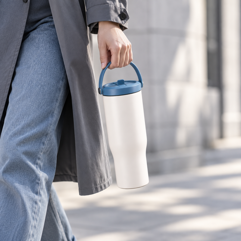 40oz Double-Wall Stainless Steel Vacuum Insulated Tumbler with Leakproof Screw-On Lid, PP Straw Spout and Carry Handle