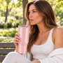 40oz Traveller Tumbler with Leakproof Screw-On Lid, Simple Flip Straw, PP Straw Spout