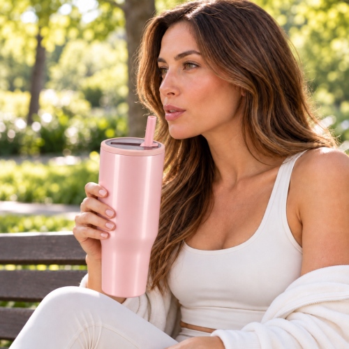 40oz Traveller Tumbler with Leakproof Screw-On Lid, Simple Flip Straw, PP Straw Spout
