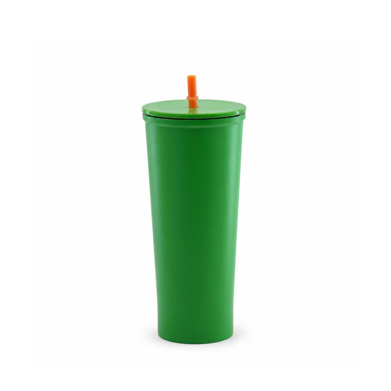 24oz Double-Wall Vacuum Insulated Tumbler with Lid & Reusable PP Straw