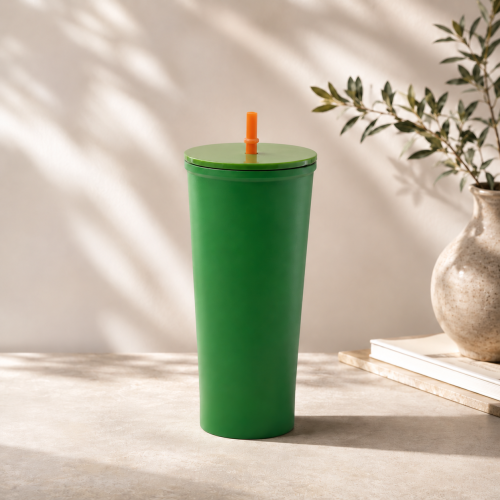24oz Double-Wall Vacuum Insulated Tumbler with Lid & Reusable PP Straw