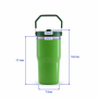20oz Double-Wall Stainless Steel Vacuum Insulated Tumbler with Leakproof Screw-On Lid, PP Straw Spout and Carry Handle