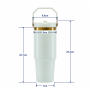 30oz Double-Wall Stainless Steel Vacuum Insulated Tumbler with Leakproof Screw-On Lid, PP Straw Spout and Carry Handle