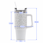 30oz Vacuum Insulated Travel Tumbler with Side Handle，Screw-On Spill-Resistant Lid & PP Straw