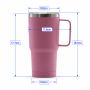 20 oz Double-Wall Stainless Steel Vacuum Tumbler with Side Handle & Spill-Resistant Push-On Sliding Lid