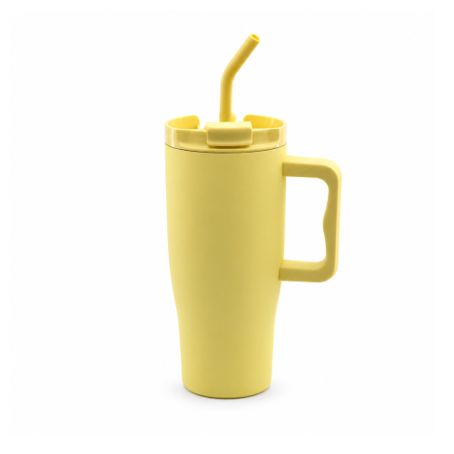 30oz Double-Wall Vacuum Insulated Tumbler with Handle & Spill-Resistant 2-in-1 Straw/Sip Lid