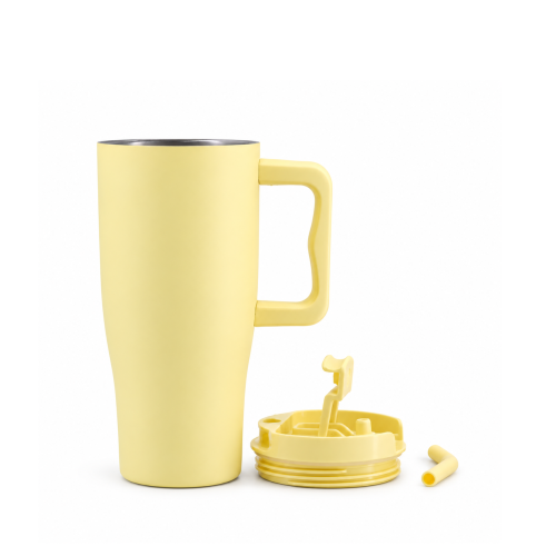 30oz Double-Wall Vacuum Insulated Tumbler with Handle & Spill-Resistant 2-in-1 Straw/Sip Lid
