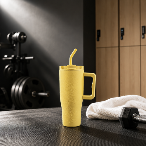 30oz Double-Wall Vacuum Insulated Tumbler with Handle & Spill-Resistant 2-in-1 Straw/Sip Lid