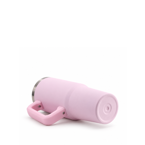 30oz Vacuum Insulated Travel Tumbler with Side Handle,2-in-1 Spill-Resistant Push-On Lid & Straw