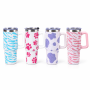 30oz Vacuum Insulated Travel Tumbler with Side Handle，2-in-1 Spill-Resistant Push-On Lid & Straw