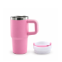 14oz Vacuum Insulated Kids Tumbler with Handle, Clear Screw-On Spill-Resistant Lid & PP Straw