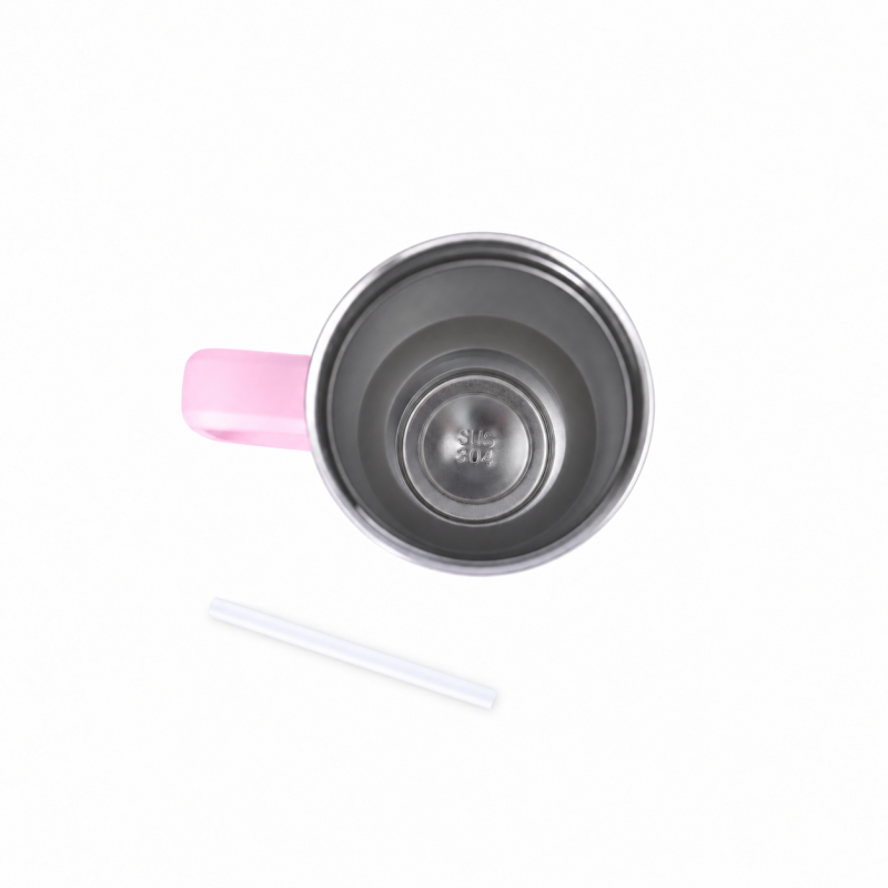 40oz Vacuum Insulated Travel Tumbler with Side Handle，Screw-On Spill-Resistant Lid & PP Straw