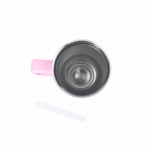 40oz Vacuum Insulated Travel Tumbler with Side Handle,Screw-On Spill-Resistant Lid & PP Straw
