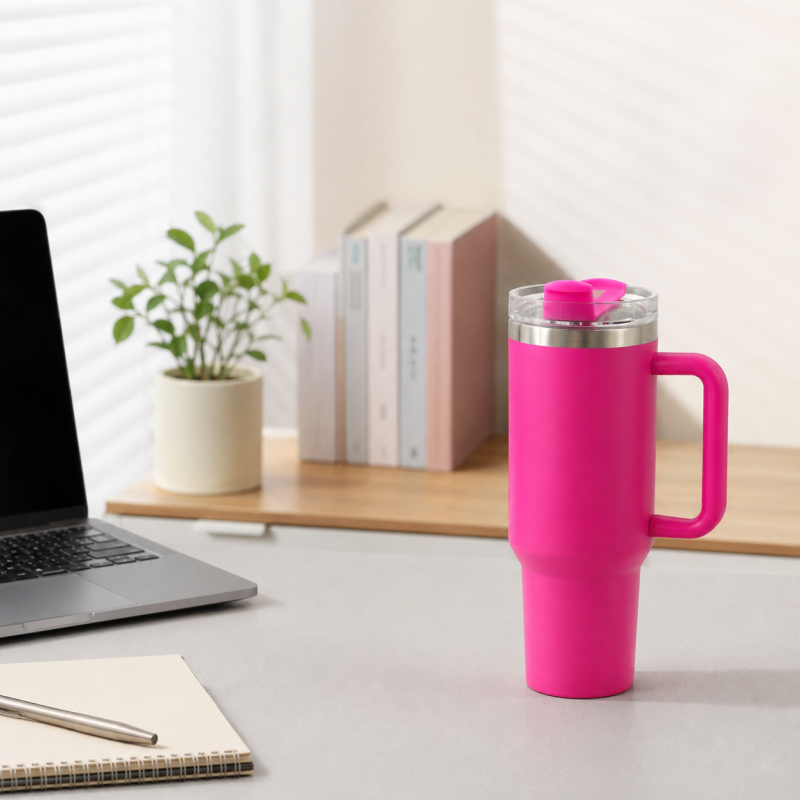 40oz Adventure Quencher Double Wall Stainless Steel Beer Tumbler with with Side Handle and Interchangeable Screw-On Lids