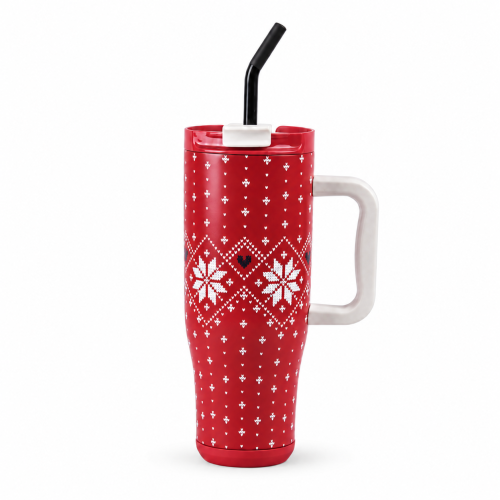 40oz Double-Wall Vacuum Insulated Tumbler with Handle & Spill-Resistant 2-in-1 Straw/Sip Lid