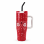40oz Double-Wall Vacuum Insulated Tumbler with Handle & Spill-Resistant 2-in-1 Straw/Sip Lid