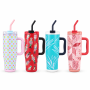 40oz Double-Wall Vacuum Insulated Tumbler with Handle & Spill-Resistant 2-in-1 Straw/Sip Lid