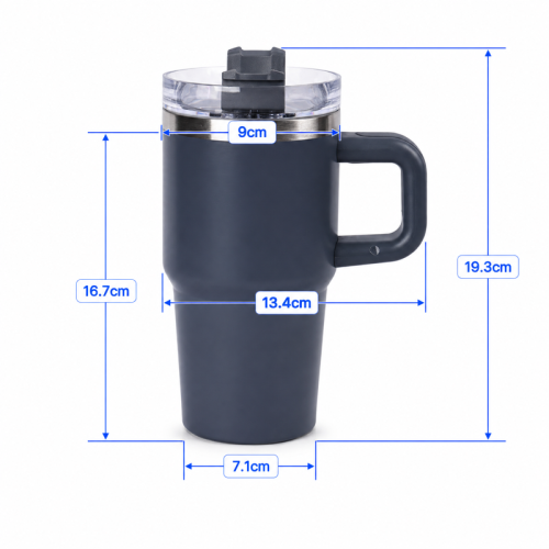 20 oz Vacuum Insulated Kids Tumbler with Handle, Clear Screw-On Spill-Resistant Lid & PP Straw