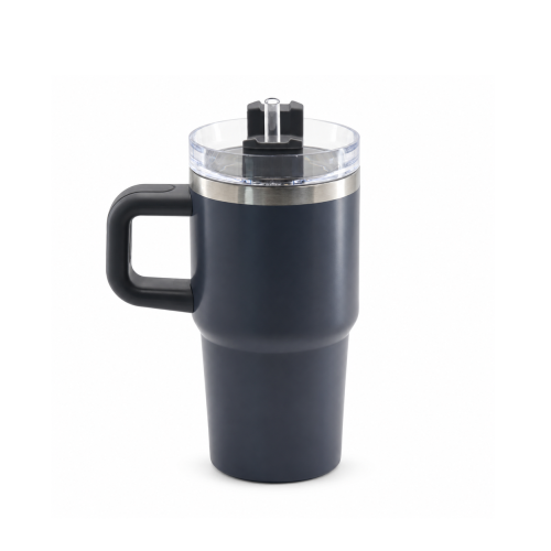20 oz Vacuum Insulated Kids Tumbler with Handle, Clear Screw-On Spill-Resistant Lid & PP Straw