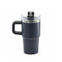 20 oz Vacuum Insulated Kids Tumbler with Handle, Clear Screw-On Spill-Resistant Lid & PP Straw
