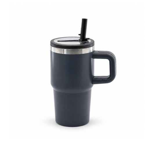 20 oz Vacuum Insulated Kids Tumbler with Handle, Clear Screw-On Spill-Resistant Lid & PP Straw