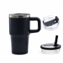 20 oz Vacuum Insulated Kids Tumbler with Handle, Clear Screw-On Spill-Resistant Lid & PP Straw