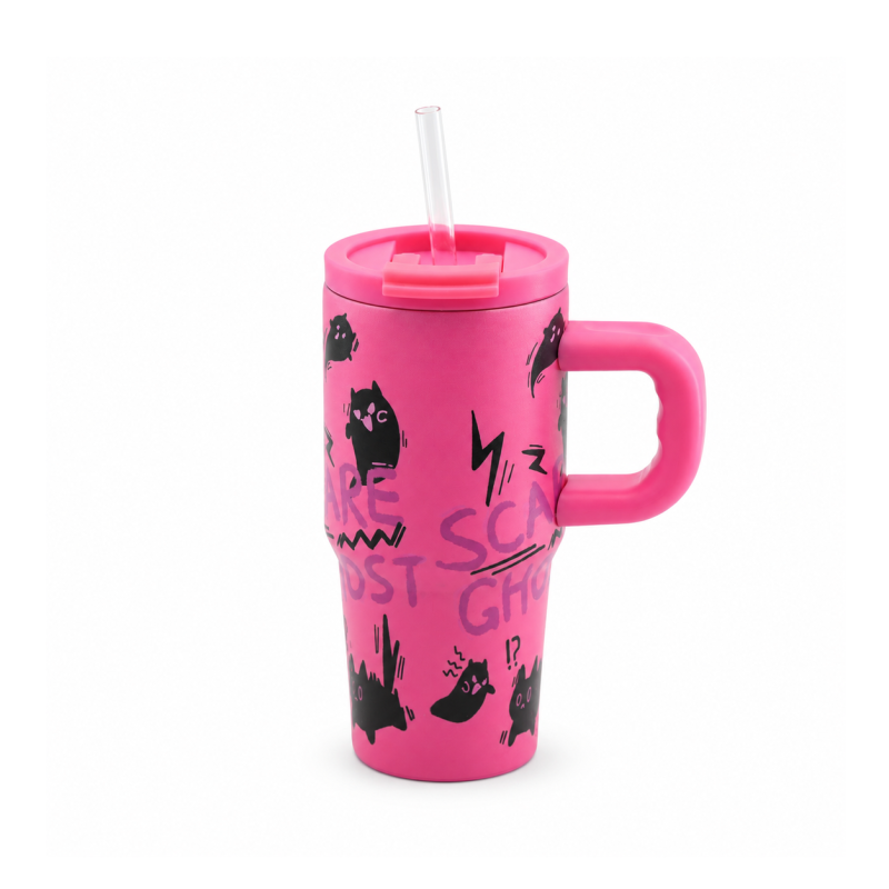 14oz Vacuum Insulated Kids Tumbler with Handle, Screw-On Spill-Resistant Lid with Sip&Straw