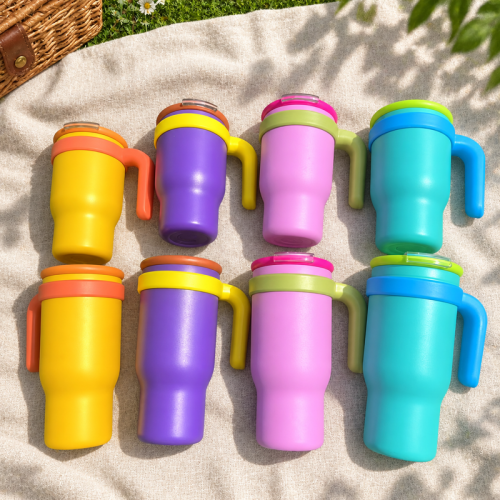 400ml & 500ml Vacuum-Insulated Stainless Steel Tumbler with Handle and Dual-Drink Lid