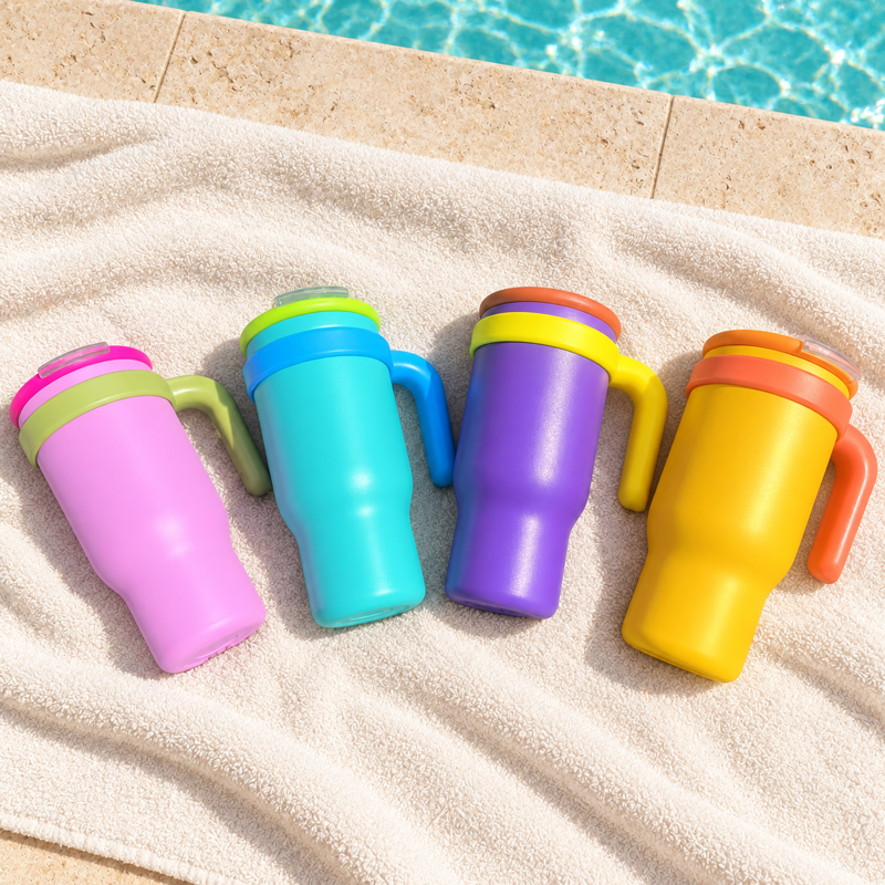 400ml & 500ml Vacuum-Insulated Stainless Steel Tumbler with Handle and Dual-Drink Lid