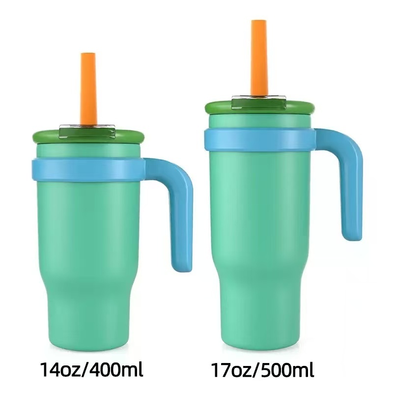 400ml & 500ml Vacuum-Insulated Stainless Steel Tumbler with Handle and Dual-Drink Lid