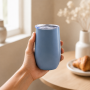 18 oz Egg-Shaped Double-Wall Stainless Steel Vacuum Insulated Wine Tumbler with Spill-Resistant Push-On Sliding Lid
