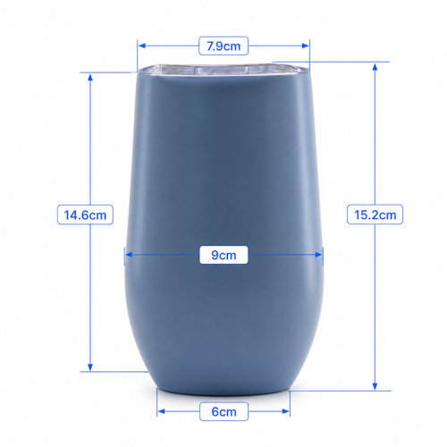 18 oz Egg-Shaped Double-Wall Stainless Steel Vacuum Insulated Wine Tumbler with Spill-Resistant Push-On Sliding Lid