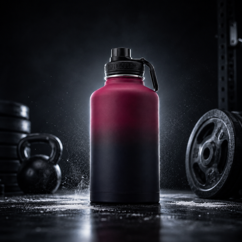 64oz Stainless Steel Wide Mouth Water Bottle with Spout Lid and Carry Handle