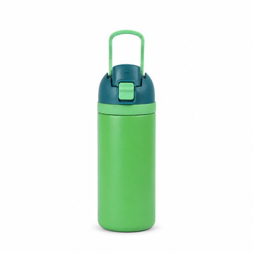 20oz Double-Wall Stainless Steel Insulated Water Bottle with Screw-On Locking Flip-Top Lid, Direct-Drink Spout and Carry Handle