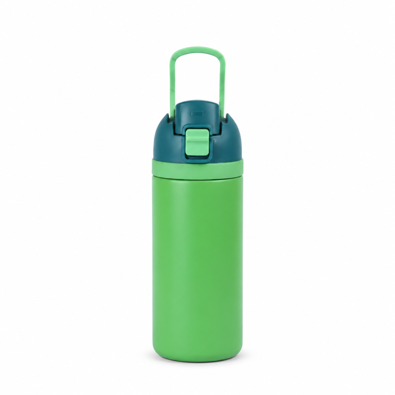 20oz Double-Wall Stainless Steel Insulated Water Bottle with Screw-On Locking Flip-Top Lid, Direct-Drink Spout and Carry Handle