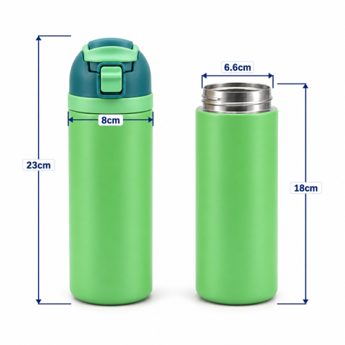 20oz Double-Wall Stainless Steel Insulated Water Bottle with Screw-On Locking Flip-Top Lid, Direct-Drink Spout and Carry Handle