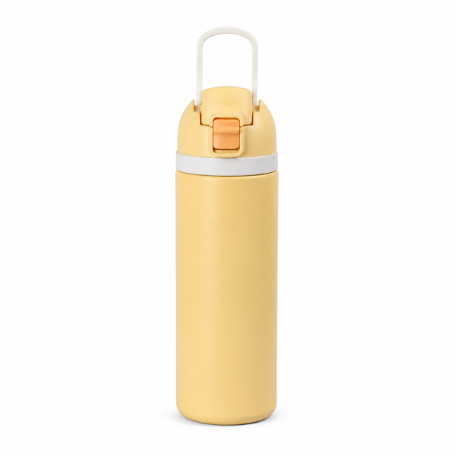 25oz Double-Wall Stainless Steel Insulated Water Bottle with Screw-On Locking Flip-Top Lid, Direct-Drink Spout and Carry Handle