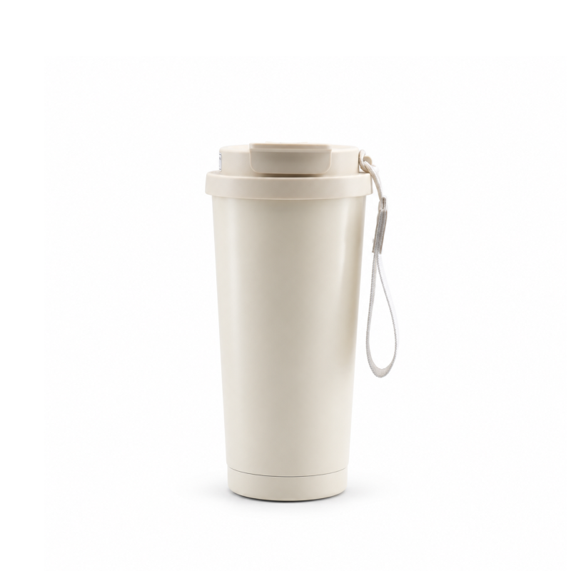 17oz Stainless Steel Travel Coffee Mug with Dual-Drink Lid and Wrist Strap