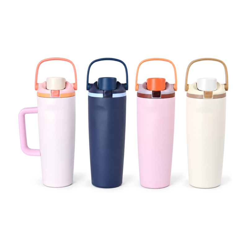 30 oz Vacuum Insulated Water Bottle with Locking Flip-Top Direct-Drink Lid & Carry Handle