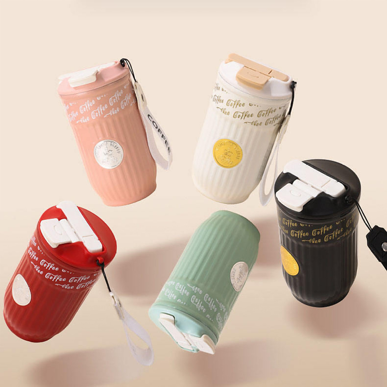 Q420B - New 420ml Stainless Steel Drink Coffee Cup Reusable Double Walled Tumbler With Straw
